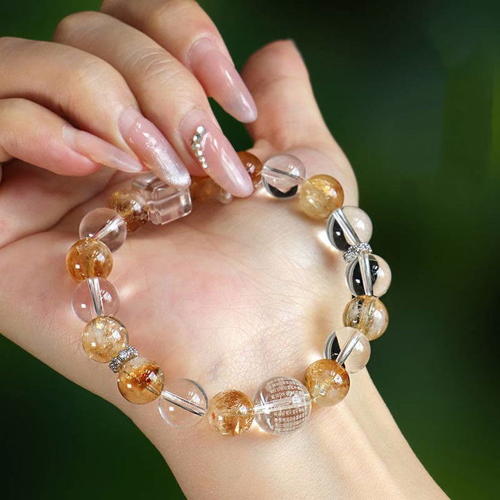 Buddha Stones Natural Citrine Pearl Topaz White Crystal Protection Bracelet - image 14