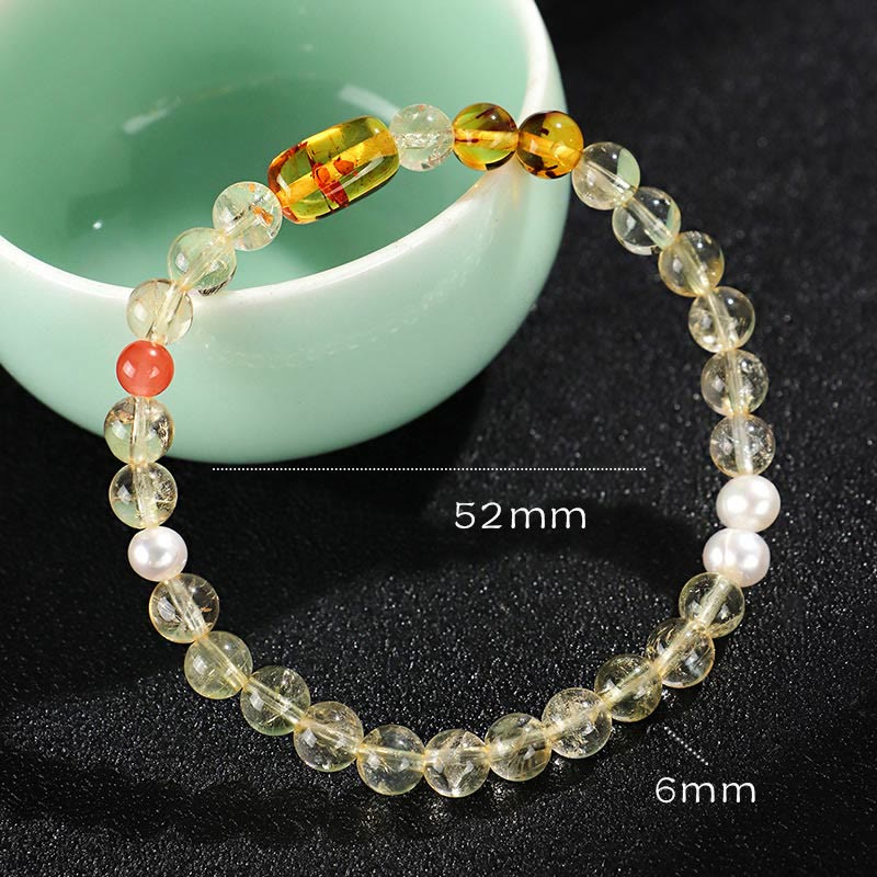Buddha Stones Natural Citrine Pearl Topaz White Crystal Protection Bracelet - Citrine Pearl(Wrist Circumference: 14-15cm) - image 1