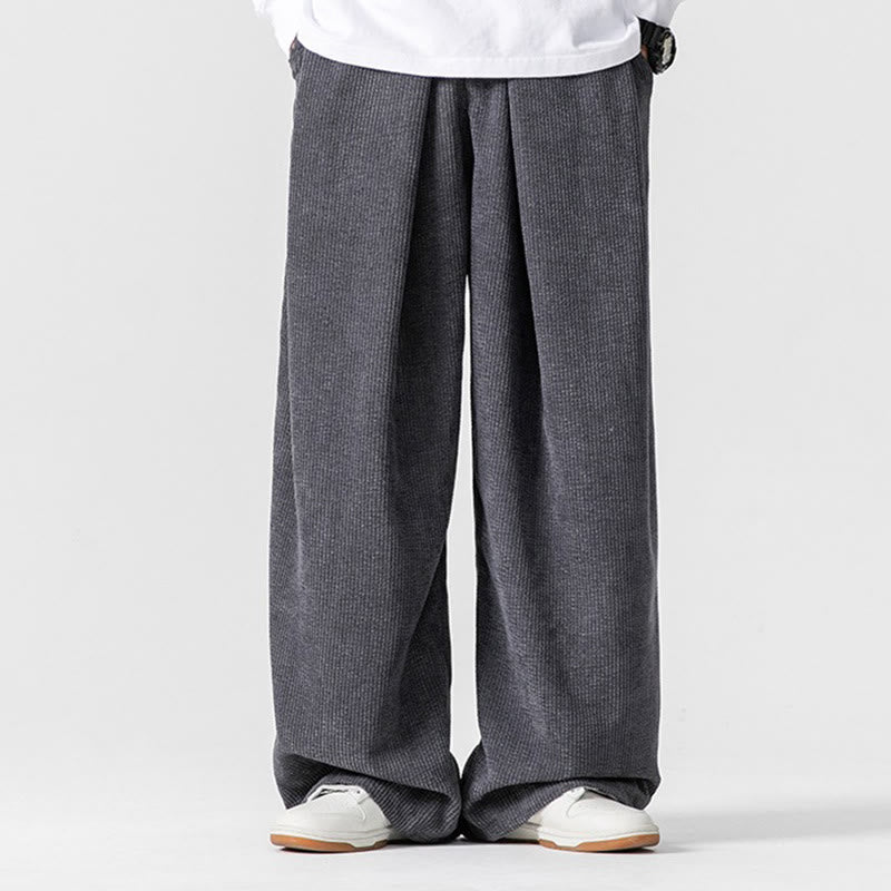 Buddha Stones Solid Color Cotton Corduroy Men's Wide Leg Pants With Pockets - image 1