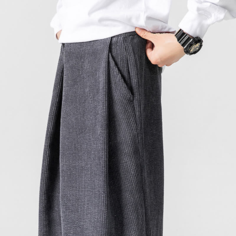 Buddha Stones Solid Color Corduroy Men's Wide Leg Pants With Pockets - image 10