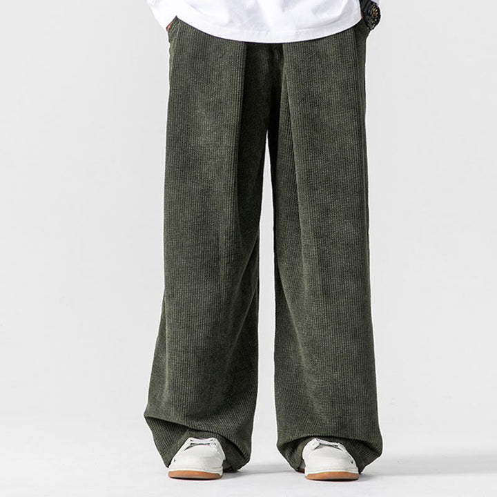 Buddha Stones Solid Color Corduroy Men's Wide Leg Pants With Pockets - image 14