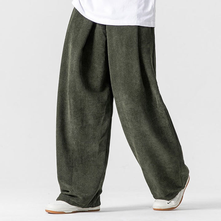 Buddha Stones Solid Color Corduroy Men's Wide Leg Pants With Pockets - DarkSeaGreen - US/UK/AU46，EU56 (5XL) - image 13
