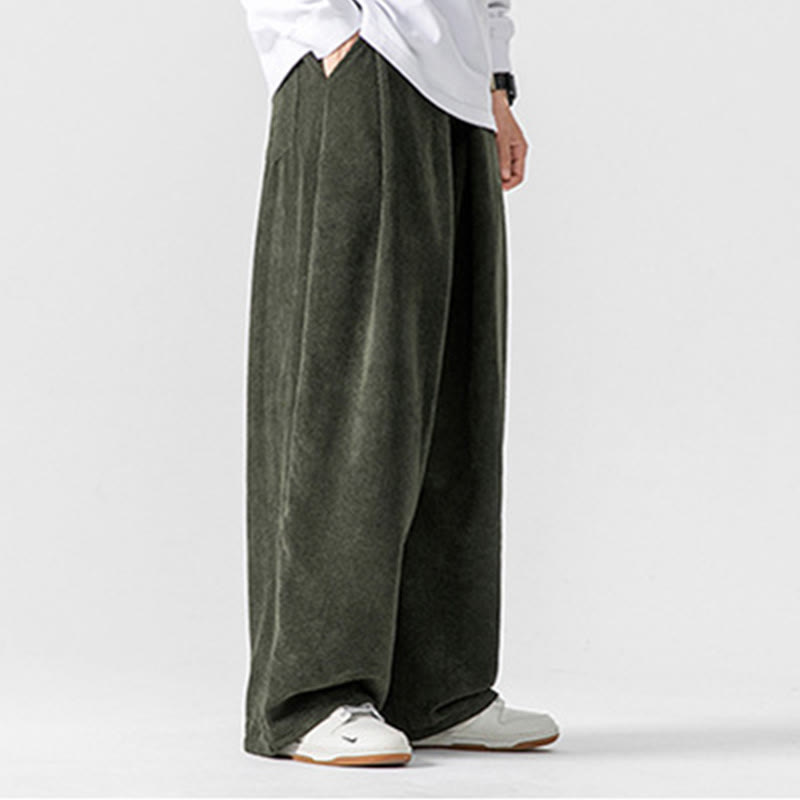 Buddha Stones Solid Color Corduroy Men's Wide Leg Pants With Pockets - image 15
