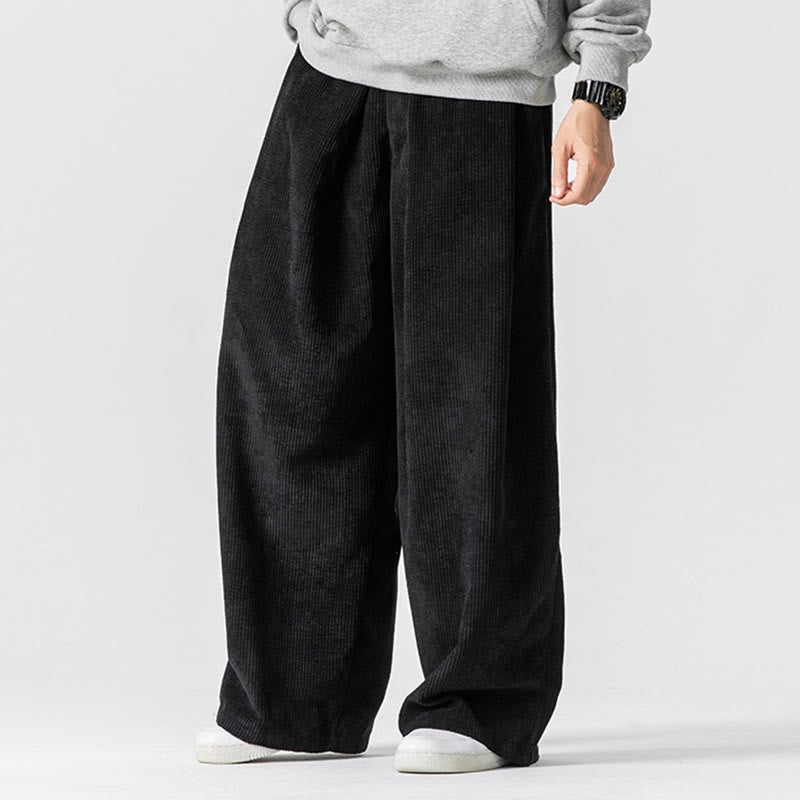 Buddha Stones Solid Color Cotton Corduroy Men's Wide Leg Pants With Pockets - image 23