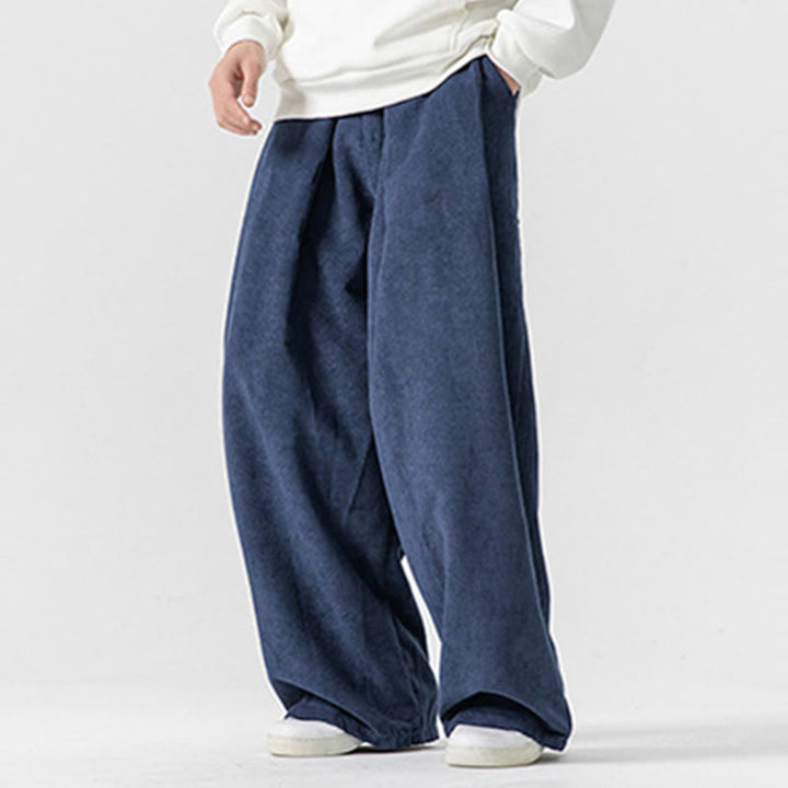 Buddha Stones Solid Color Corduroy Men's Wide Leg Pants With Pockets - image 34