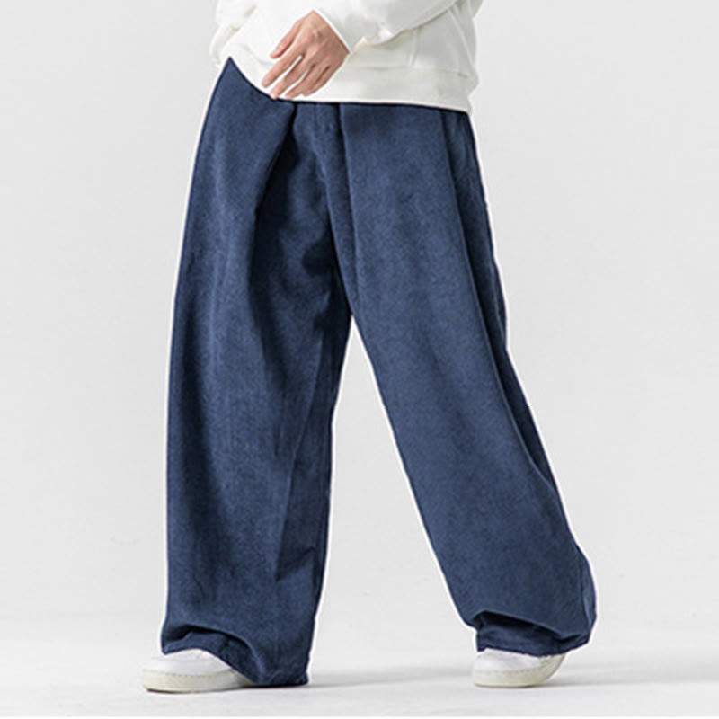 Buddha Stones Solid Color Cotton Corduroy Men's Wide Leg Pants With Pockets - image 36