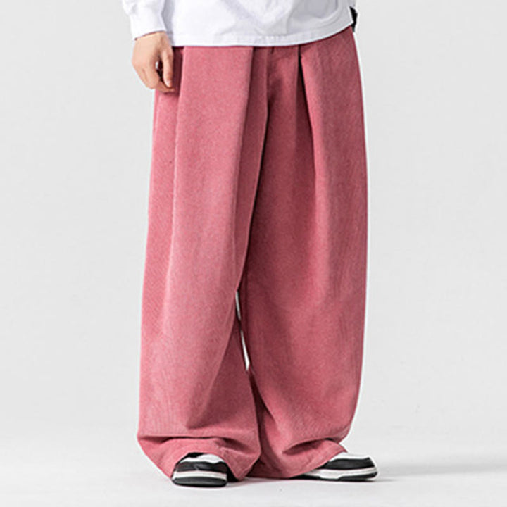 Buddha Stones Solid Color Corduroy Men's Wide Leg Pants With Pockets - image 41