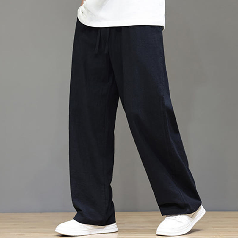Buddha Stones Summer Men's Cotton Linen Straight Leg Pants With Pockets - Black - US/UK/AU46，EU56 (5XL) - image 30