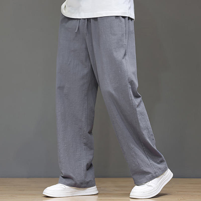 Buddha Stones Summer Men's Cotton Linen Straight Leg Pants With Pockets - Gray - US/UK/AU46，EU56 (5XL) - image 18
