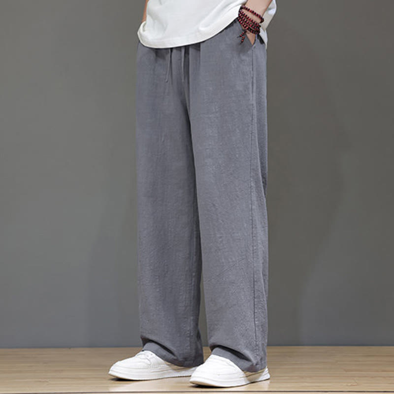 Buddha Stones Summer Men's Cotton Linen Straight Leg Pants With Pockets - image 24
