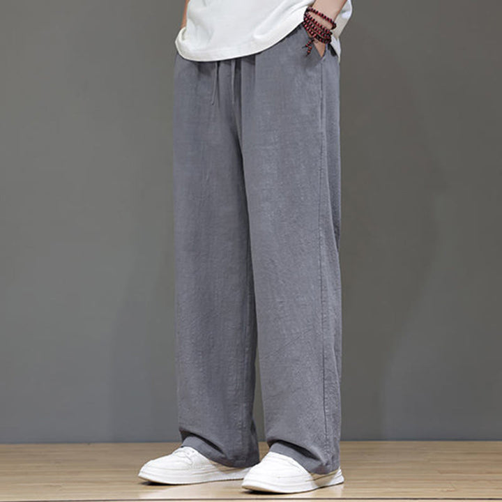 Buddha Stones Summer Men's Cotton Linen Straight Leg Pants With Pockets - image 24