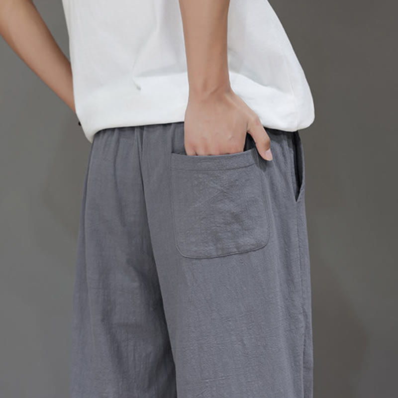 Buddha Stones Summer Men's Cotton Linen Straight Leg Pants With Pockets - image 27
