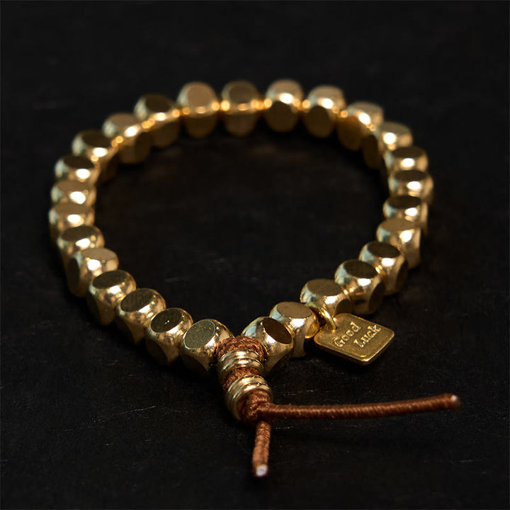 Buddha Stones Brass Copper String Good Luck Self Care Bracelet - Brass(Wrist Circumference: 20-21cm) - image 0