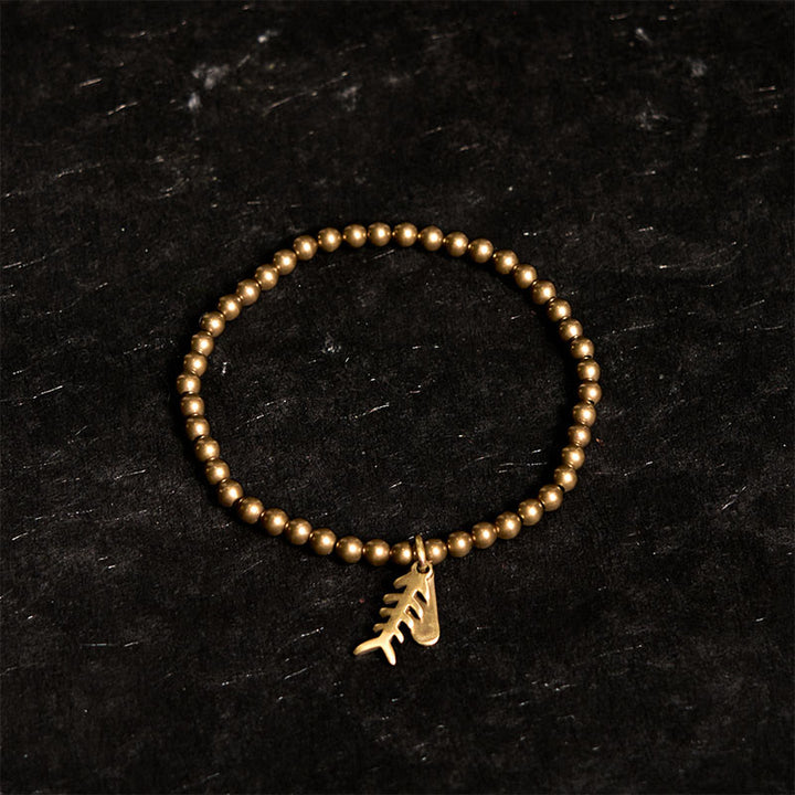 Buddha Stones Brass Copper Fish Bone Healing Bracelet - image 1