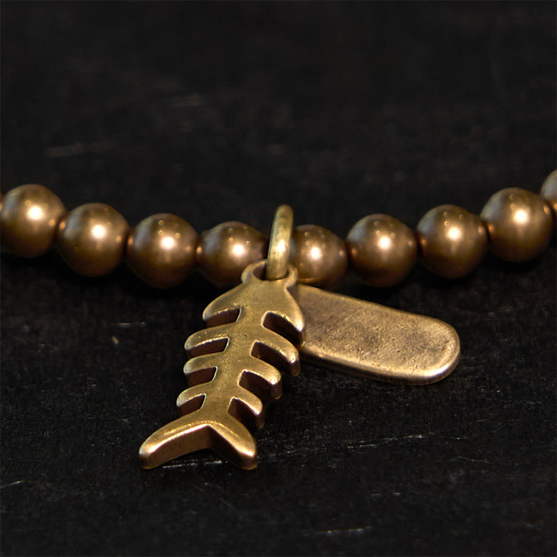 Buddha Stones Brass Copper Fish Bone Healing Bracelet - image 2