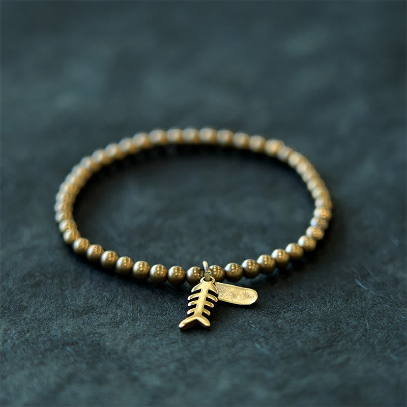 Buddha Stones Brass Copper Fish Bone Healing Bracelet - image 8