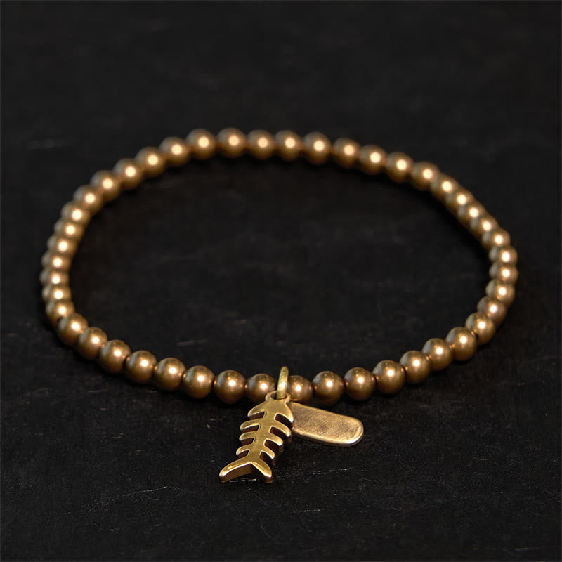 Buddha Stones Brass Copper Fish Bone Healing Bracelet - Brass(Wrist Circumference: 20-21cm) - image 0