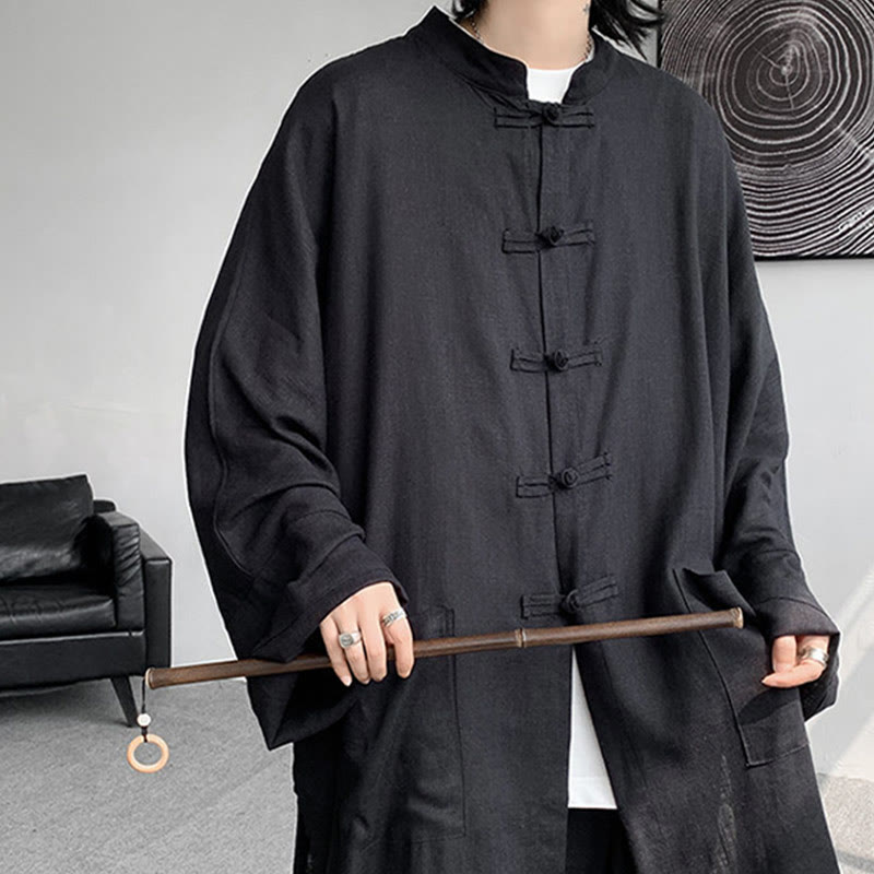 Buddha Stones 2Pcs Men's Long Sleeve Frog-Button Shirt Pants Meditation Zen Cotton Clothing Set - image 25