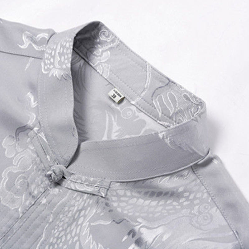 Buddha Stones 2Pcs Tang Suit Dragon Frog-Button Men's Long Sleeve Shirt Pants Clothing Set - image 8