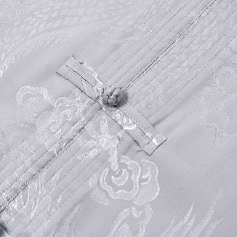 Buddha Stones 2Pcs Tang Suit Dragon Frog-Button Men's Long Sleeve Shirt Pants Clothing Set - image 11