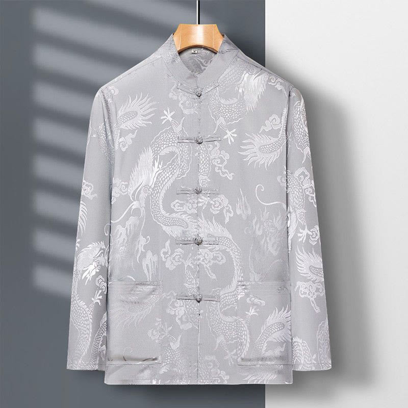 Buddha Stones 2Pcs Tang Suit Dragon Frog-Button Men's Long Sleeve Shirt Pants Clothing Set - image 9
