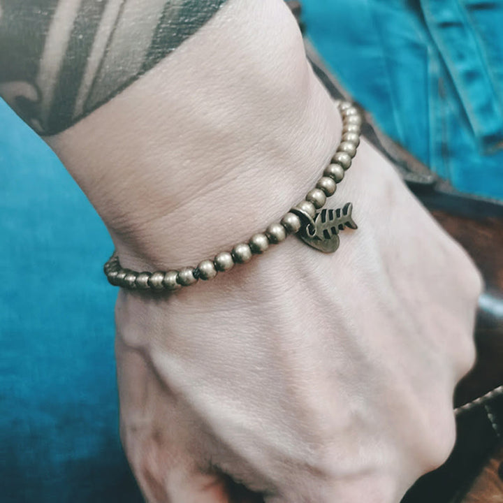 Buddha Stones Brass Copper Fish Bone Healing Bracelet - image 3