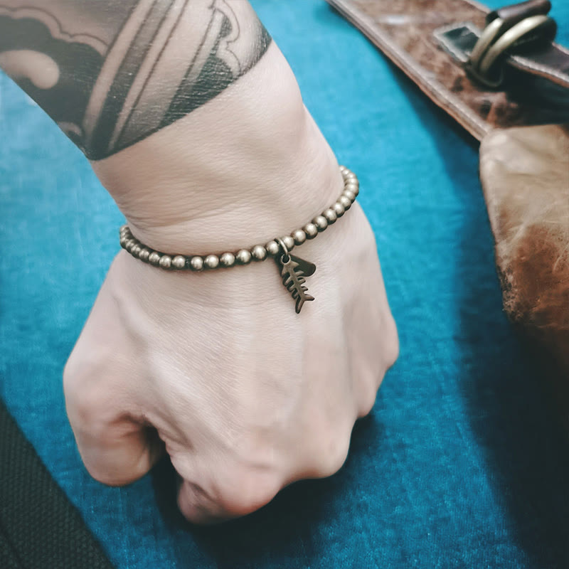 Buddha Stones Brass Copper Fish Bone Healing Bracelet - image 4