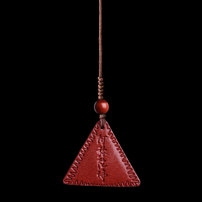 Buddha Stones Cinnabar Amitabha Calm Necklace Pendant - Purple-Red Cinnabar - Phone Hanging Decoration - image 16