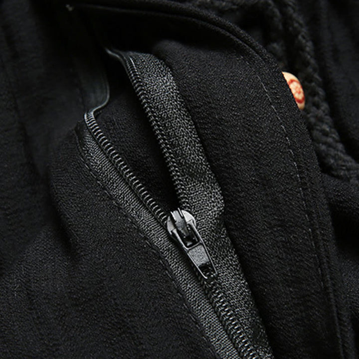 Buddha Stones 2Pcs Men's Tang Suit Koi Fish Pattern Frog-Button Long Sleeve Shirt Pants Set - image 3