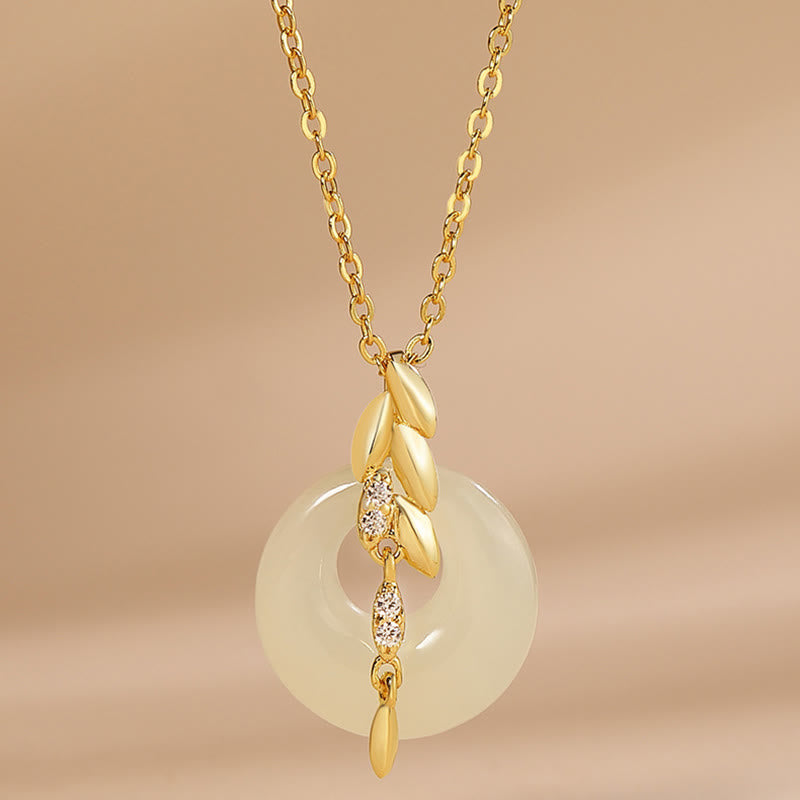 Buddha Stones Hetian Jade 925 Sterling Silver Wheat Luck Necklace Pendant - image 1