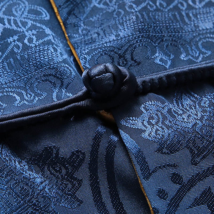 Buddha Stones Men's Frog-Button Tang Suit Koi Fish Pattern Long Sleeve Jacket Shirt With Pockets - image 6