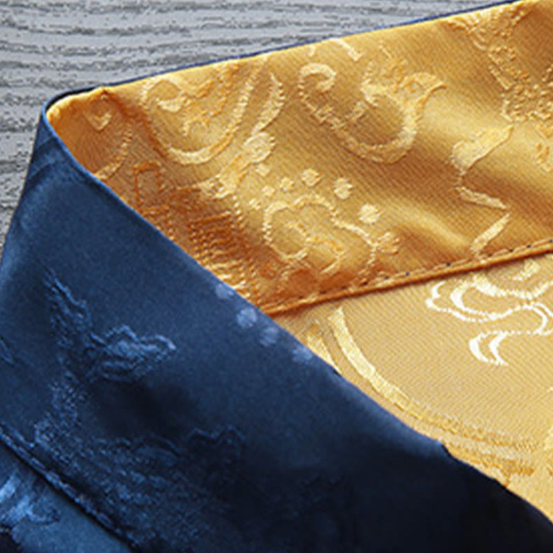 Buddha Stones Men's Frog-Button Tang Suit Koi Fish Pattern Long Sleeve Jacket Shirt With Pockets - image 3