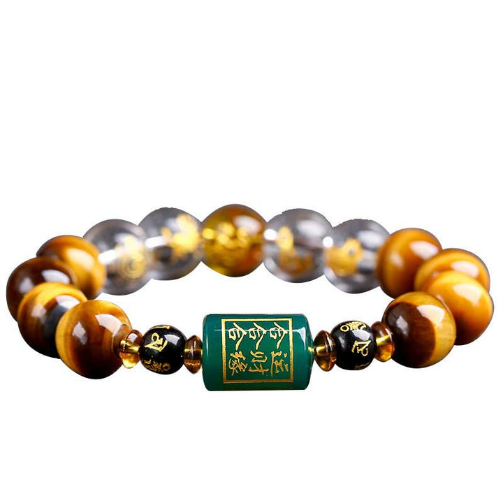 Buddha Stones Chinese Zodiac Tiger Eye White Crystal Courage Bracelet - image 55