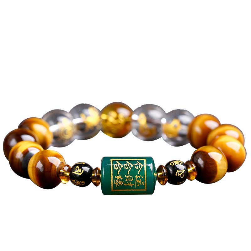 Buddha Stones Chinese Zodiac Tiger Eye White Crystal Courage Bracelet - image 56
