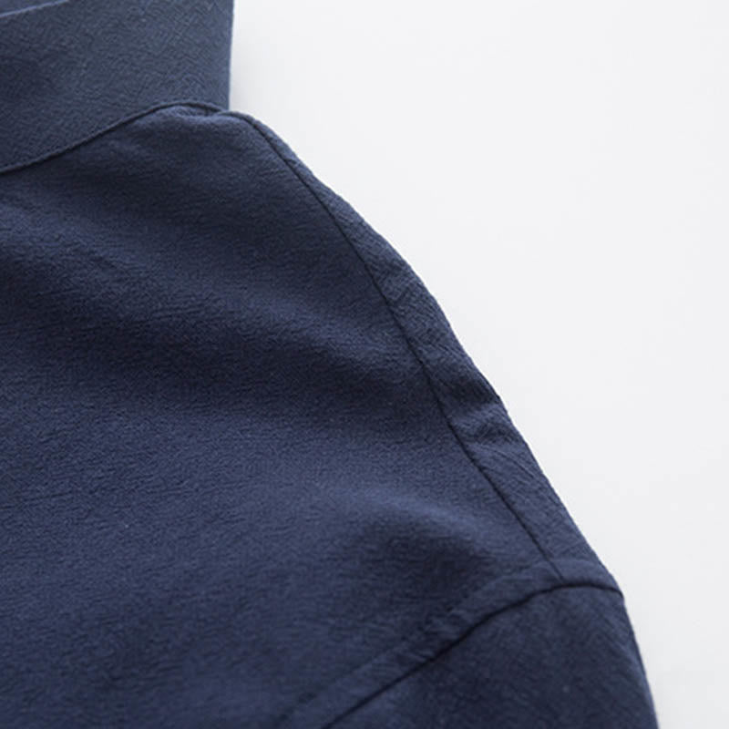 Buddha Stones 2Pcs Zen Tang Suit Men's Linen Frog-Button Long Sleeve Shirt Pants Set - image 26