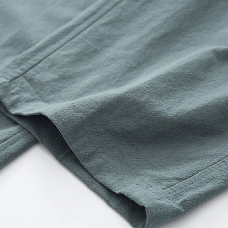 Buddha Stones 2Pcs Zen Tang Suit Men's Linen Frog-Button Long Sleeve Shirt Pants Set - image 17