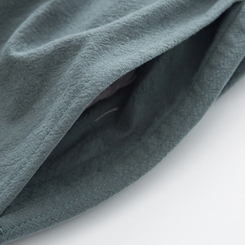 Buddha Stones 2Pcs Zen Tang Suit Men's Linen Frog-Button Long Sleeve Shirt Pants Set - image 15