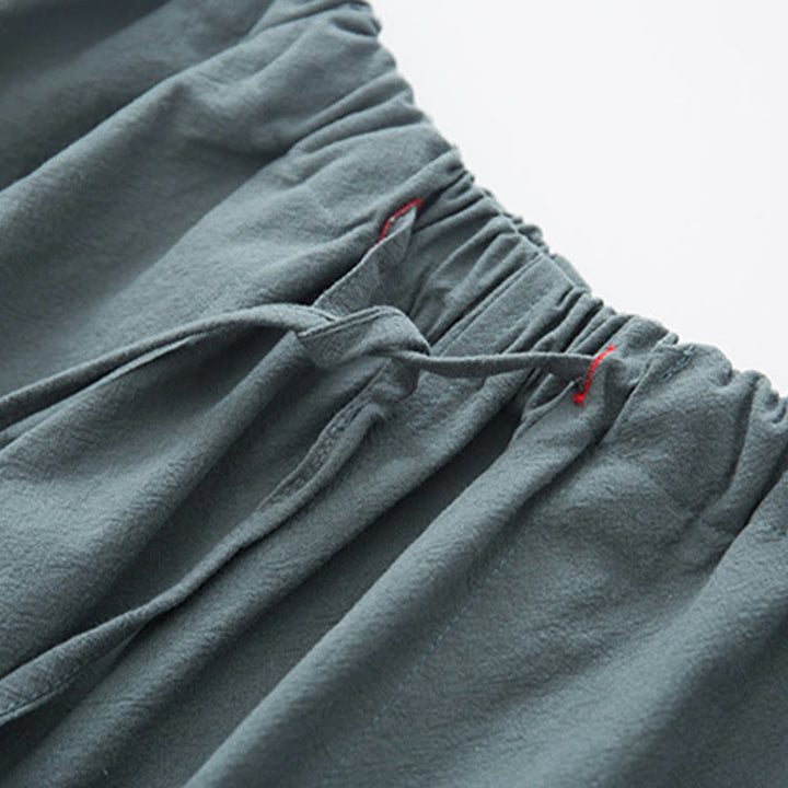 Buddha Stones 2Pcs Zen Tang Suit Men's Linen Frog-Button Long Sleeve Shirt Pants Set - image 13