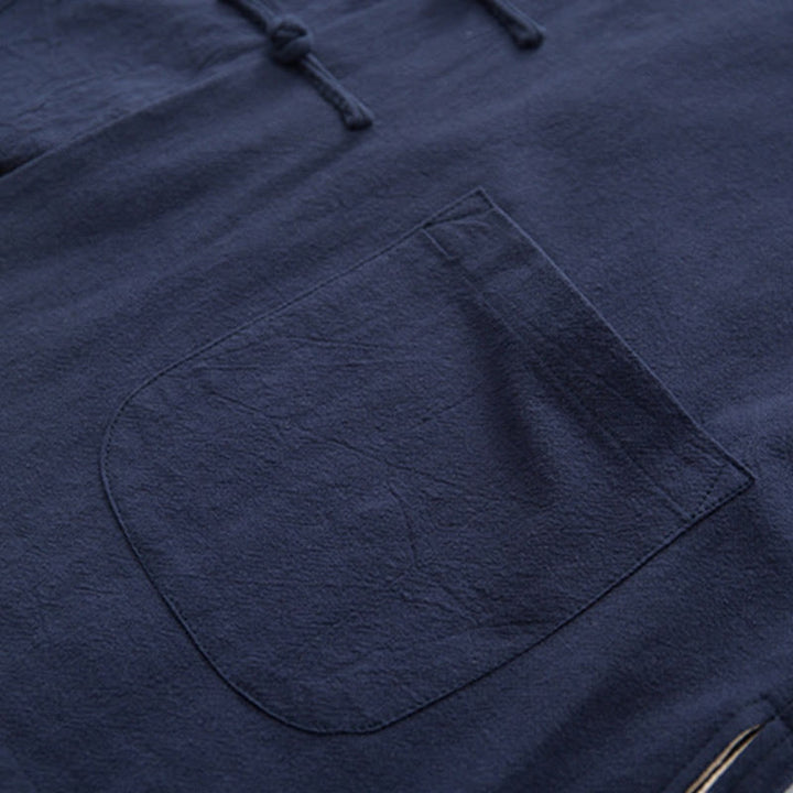 Buddha Stones 2Pcs Zen Tang Suit Men's Linen Frog-Button Long Sleeve Shirt Pants Set - image 28