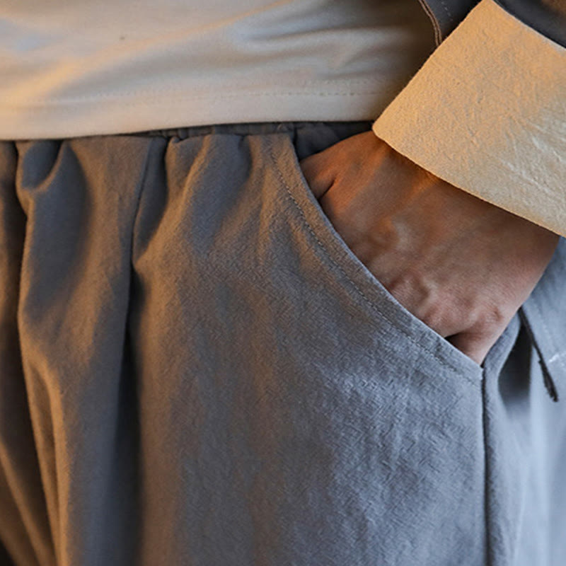 Buddha Stones 2Pcs Zen Tang Suit Men's Frog-Button Long Sleeve Shirt Pants Set With Pockets - image 14