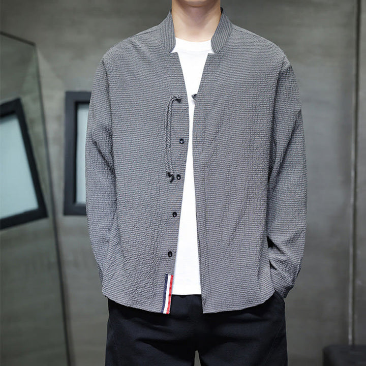 Buddha Stones Fall Solid Color Men's Button Long Sleeve Shirt Clothing - image 3