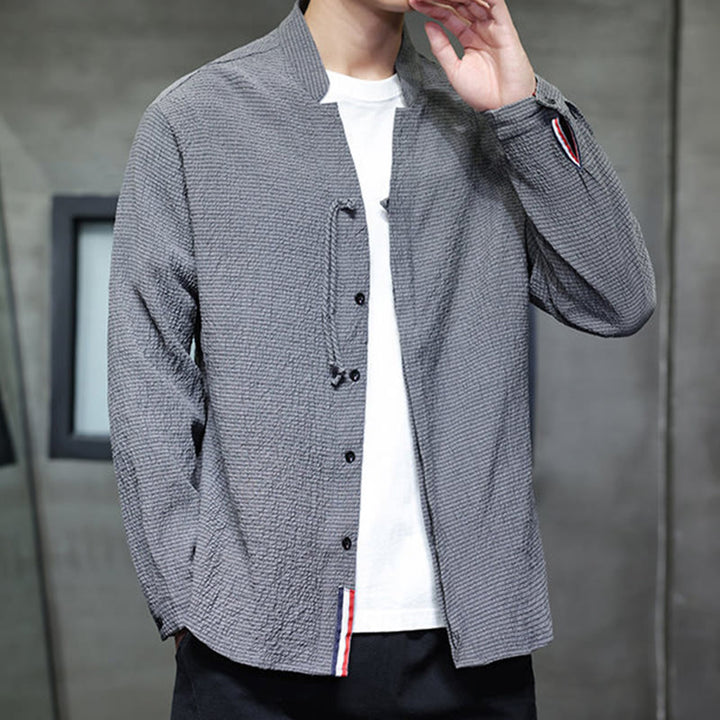 Buddha Stones Fall Solid Color Men's Button Long Sleeve Shirt Clothing - image 5