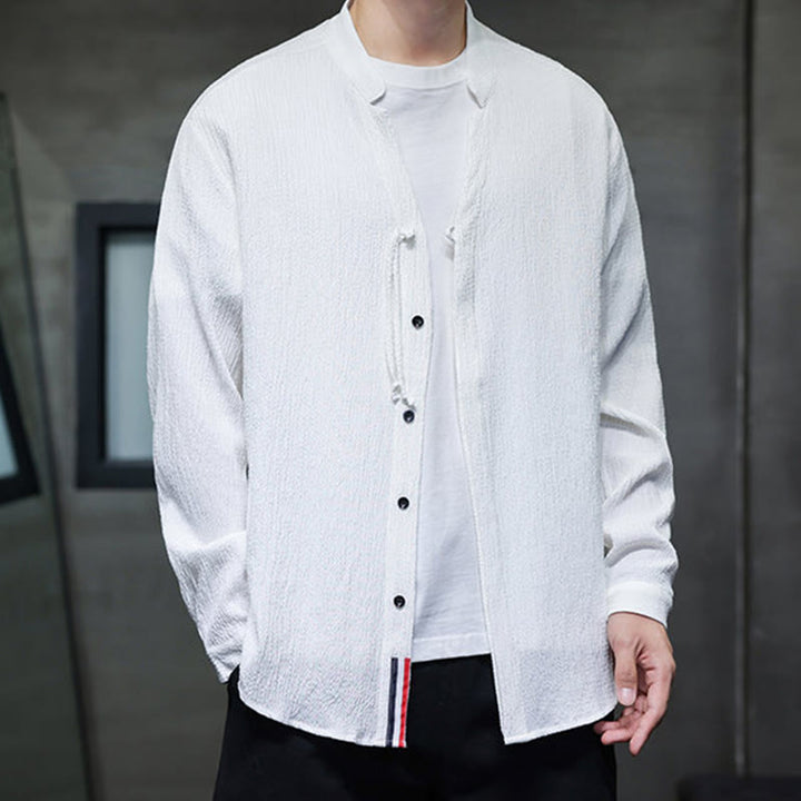 Buddha Stones Fall Solid Color Men's Button Long Sleeve Shirt Clothing - image 10