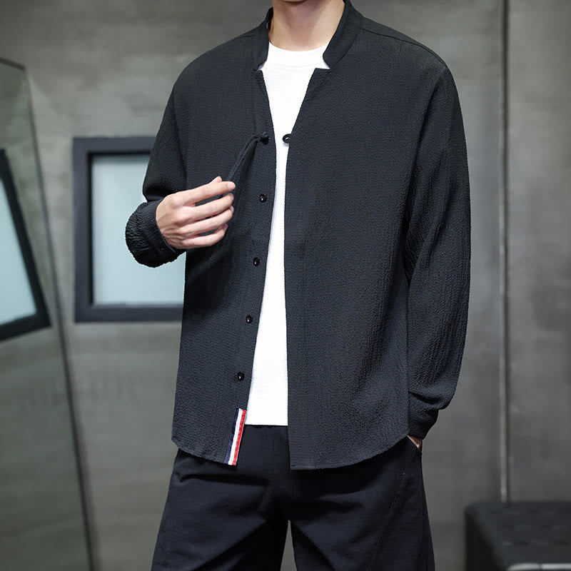 Buddha Stones Fall Solid Color Men's Button Long Sleeve Shirt Clothing - image 18