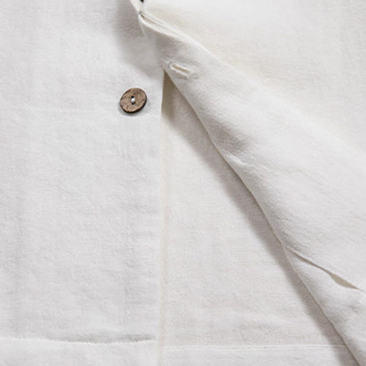 Buddha Stones V-Neck Men's Linen Long Sleeve Shirt Zen Clothing - image 7