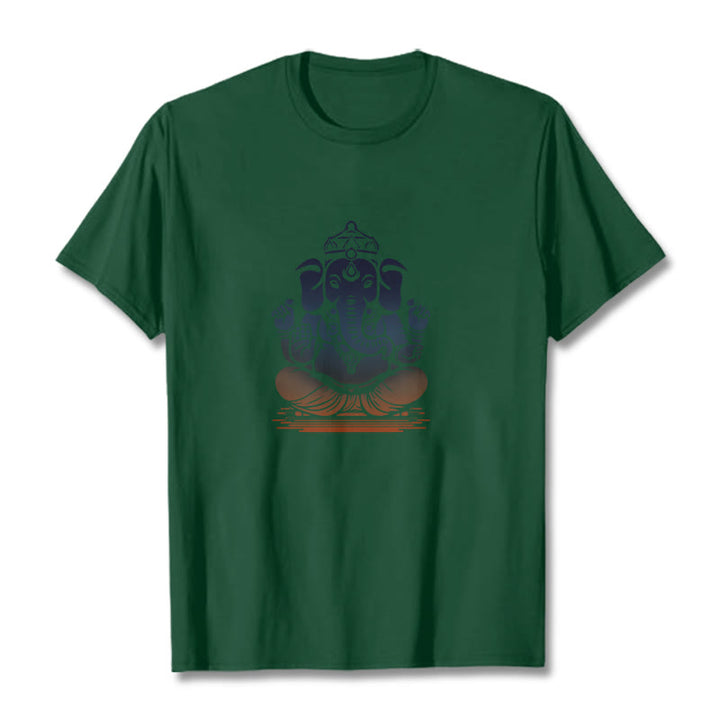 Buddha Stones Meditating Ganesh Elephant Pattern Tee T-shirt - ForestGreen - 2XL - image 10