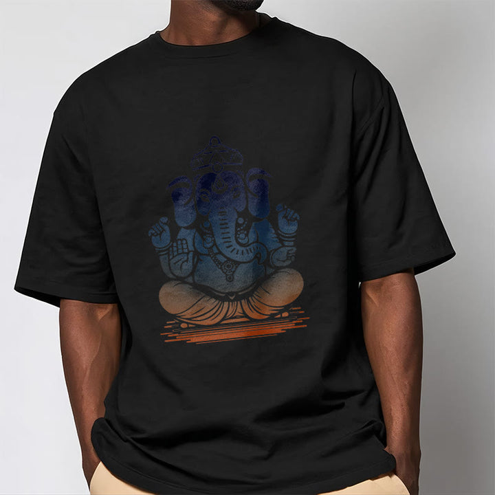 Buddha Stones Meditating Ganesh Elephant Pattern Tee T-shirt - image 5