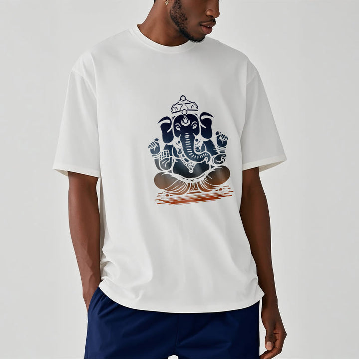 Buddha Stones Meditating Ganesh Elephant Pattern Tee T-shirt - image 2