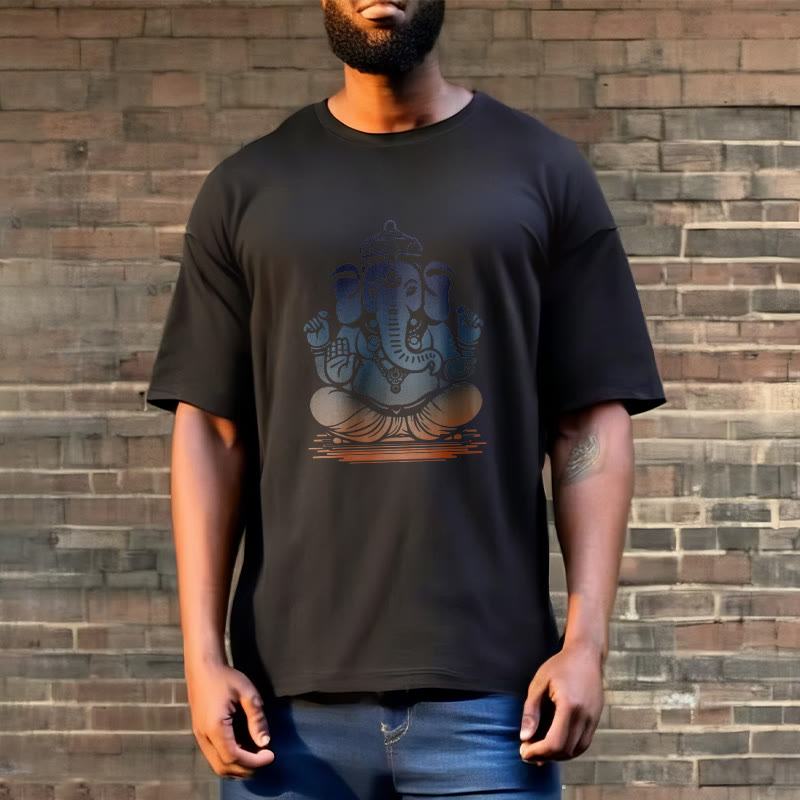Buddha Stones Meditating Ganesh Elephant Pattern Tee T-shirt - image 6