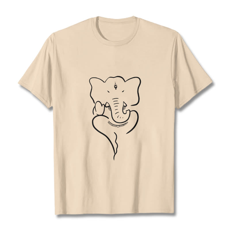 Buddha Stones Ganesh Elephant Sketch Pattern Tee T-shirt - Bisque - 2XL - image 8